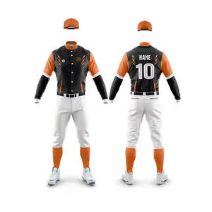 Custom Baseball Uniform Men's Full Sleeve Jersey With Number 10 And Name Sublimated Print Polyester Moisture Wicking All Seasons - Product Image 1