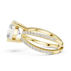 Round Brilliant Lab Grown Diamond Engagement <b>Ring</b> 18K Solid Gold IGI Certified VVS E-F Crossover <b>Split</b> Shank Fine <b>Ring</b> - Product Image 2