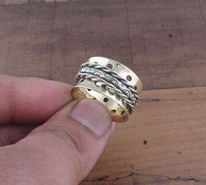Gold Plated 925 Sterling Silver <b>Spinner</b> <b>Ring</b> Wholesale Fidget <b>Ring</b> for Anxiety Meditation <b>Spinner</b> Band Jewelry Manufacturer - Product Image 2