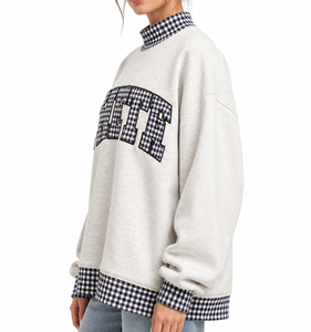 Sweat-shirt à col roulé pour femme THETA de qualité supérieure, écologique, imprimé floqué brodé, coupe ample et décontractée, automne, ODM - Product Image 2
