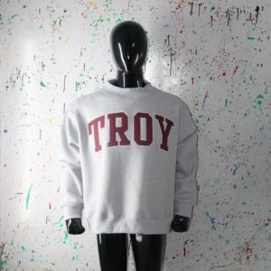 TROY HEATHER GREY Mock Neck Sweatshirt 100% <b>BROWN</b> Applique Embroidery wide neck Sweatshirt URBAN PRODUCTIONS - Product Image 1
