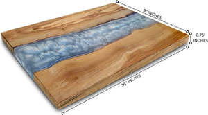 Planche à découper rectangulaire en bois d'acacia et résine, fabriquée à la main, de luxe, épaisseur 1,5 cm, compatible lave-vaisselle, durable, pour servir et couper - Product Image 3