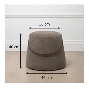 Bohemian Circular Fabric <b>Pouf</b> With Abstract Geometric Pattern Wooden Legs Living Room Decor - Product Image 3