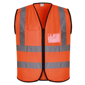 Premium Fluorescent Yellow Reflective Reversible Safety Vest Hi-Vis Construction Industrial Outer Wear Men's Waterproof Zipper - Product Image 1