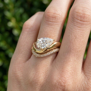 Anillo de Compromiso de Lujo con Diamante Cultivado en Laboratorio, Corte Pera, 0.40-0.50CT, E VVS2, Chapado en Oro Trenzado, con Pavé, Certificado IGI, para Boda, Fiesta, Novia - Product Image 5