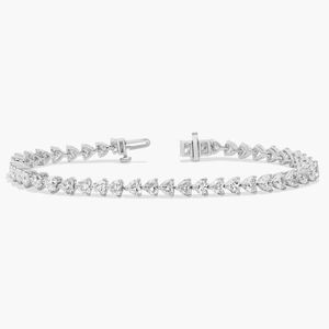 East-West Heart Shaped Diamond Tennis Bracelet in White Gold - Product Image 3