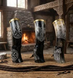 Chopes à bière personnalisées de qualité supérieure, cornes à boire vikings médiévales pour hôtels, bars, restaurants, usage professionnel. - Product Image 3