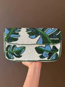 SOL MER Handmade Rectangular Embroidered Polyester Glass Beads Washable Handbag Swimming Pattern Textile Model - Product Image 2