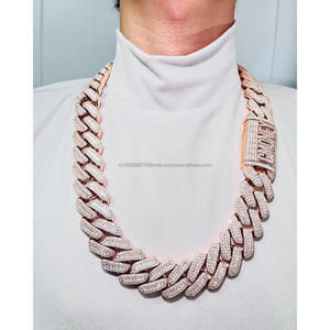 สร้อยคอเงินแท้925ไมอามี่คิวบาพร้อม VVS Baguette Moissanite เพชรออกแบบให้ผู้ทดสอบเพชรผ่าน - Product Image 1