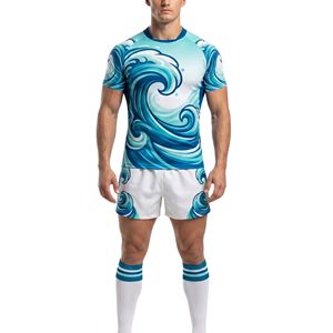 Maillots de rugby à col rond Aqua Water Swirl, tissu sportif respirant, uniformes de rugby sublimés pour équipe - Product Image 2