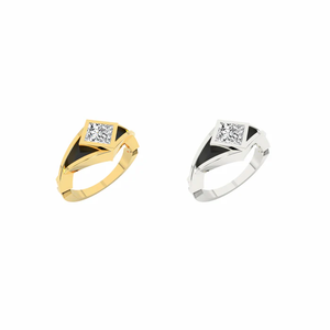 Bague à profil coupé de précision, autre, 5 mm, diamant synthétique blanc, peinte à la main, plaqué or blanc rose 18 carats - Product Image 6