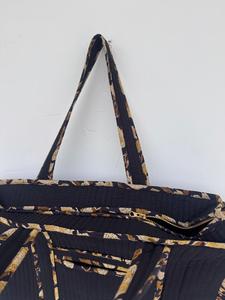 Bohemian Cotton <b>Tote</b> Bag with Floral Pattern Ruffle Trim Long Handles <b>Zip</b> Open Top for Shopping Travel Beach All Seasons - Product Image 5