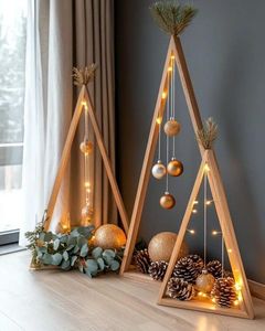Centro de Mesa Navideño de Madera Rústica Hecho a Mano, Centro de Mesa con Forma de Árbol, Diseño de Pino de Interior de Estilo Rústico Moderno - Product Image 5