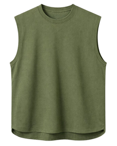 Custom <b>Green</b> Sleeveless Tank <b>Top</b> Men Casual Gym <b>Vest</b> Breathable Cotton Summer Shirt Athletic Loose Fit Sportswear Training <b>Top</b> - Product Image 1