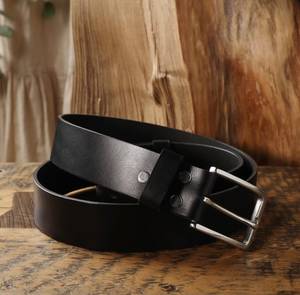 Ceinture en cuir pleine fleur réglable avec boucle en laiton massif et acier inoxydable, service OEM pour logo personnalisé - Product Image 2