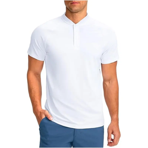 Chemise de golf pour homme, coupe ajustée, tissée unie, impression numérique, personnalisable ODM, 92% coton, 8% élasthanne, manches courtes, sans col - Product Image 4