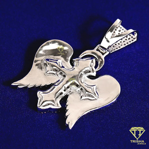 Collier pendentif croix ailes d'ange avec moissanite et argent sterling 925 plaqué rhodium, style hip-hop, certifié GIA, cadeau - Product Image 4