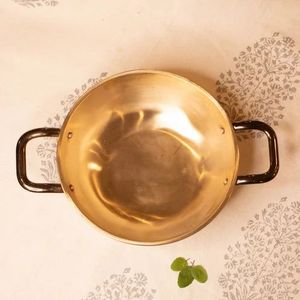 Decorative and Functional Brass Kadai with Iron Handles Handmade Brass Cooking Vessel for Indian Kitchen and Hospitality - Product Image 4