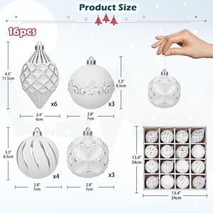 Set di 16 Palline di Natale Infrangibili Dipinte a Mano, Assortite in Dimensioni e Design, per Decorazioni Natalizie e Ornamenti per Albero di Natale - Product Image 2