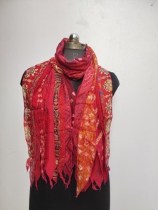Ethnic Geometric Printed <b>Red</b> <b>Silk</b> Scarf Square Shape Multi-Functional Fashion for Women All Seasons - Product Image 6