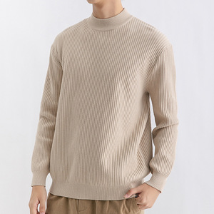 เสื้อไหมพรมคอตั้งผู้ชาย สีพื้น ทรงปกติ ไม่เป็นขุย ใส่ได้ในฤดูใบไม้ร่วง สไตล์มินิมอล ผ้าฝ้าย 100% - Product Image 4