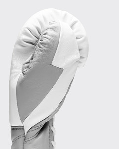 Guantes de boxeo de cuero blanco con cierre de cordones en la muñeca, diseño transpirable para adultos, antideslizantes, antiimpactos, profesionales para KickBoxing y MMA - Product Image 3