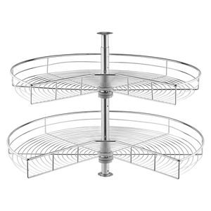 Organizzatore per Mobile da Cucina a Forma di Reni da 31,5 Pollici, Cromato, Girevole a 360 Gradi, a 2 Livelli, Regolabile in Altezza, Adatto ai Bambini - Product Image 1