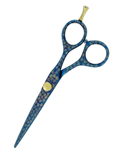 Durable Lightweight Salon Hair Cutting Scissors <b>Barber</b> Shears Hairdressing Scissors Sharp <b>Blade</b> Blue Patterned Design - Product Image 5