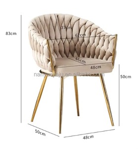 Wholesale Modern Nordic Luxury Metal Gold Fabric Velvet Dinning Room Home Furniture Restaurant <b>Dining</b> <b>Chairs</b> with Metal Legs - Product Image 5