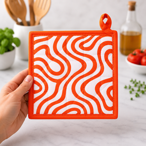 Printed Cotton <b>Pot</b> <b>Holders</b> Abstract Design Oven Safe Dishwasher Safe 160gsm Fashionable Eco-friendly Kitchen Use - Product Image 2