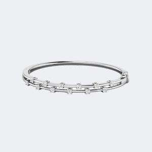 1.35CTW Round <b>Set</b> Double Row Diamond <b>Bangle</b> Bracelet - Product Image 2