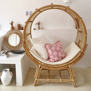 <b>Swing</b> moon chair for indoor bedroom living room round rattan hanging chairs manufacturer supply - Product Image 3