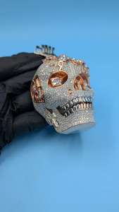 Colgante de Calavera 3D de Plata de Ley 925 con Incrustaciones de Diamantes de Moissanita VVS, Colgante Grande y Pesado, Joyería Hip Hop de Moda para Raperos - Product Image 3
