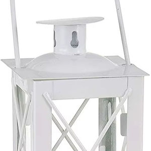 Venta al por Mayor de Fábrica: Farol de Metal y Vidrio con Acabado Blanco Marfil, Farol para Velas para Decoración de Exteriores e Interiores, Hecho a Mano - Product Image 1