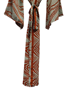 Robe kimono d'été faite à la main en soie patchwork grande taille, style sari indien vintage en tissu recyclé, tenue de nuit longue et ample - Product Image 6
