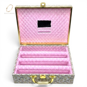Luxury <b>Large</b> Capacity Travel Jewelry <b>Box</b> with Mirror Display Multi Row Bangle Storage PU Leather Jewelry Organiser Wholesale - Product Image 1