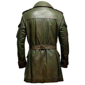 <b>Womens</b> Genuine Sheepskin Leather Trench Coat Slim Double Breasted Belted Long Winter <b>Jacket</b> With Pockets - Product Image 2