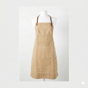 Unisex Pugmark Embossed Chefs Uniform <b>Apron</b> Water-Repellent Oil-Wax Cotton Canvas <b>Kitchen</b> Gardening Restaurant Use Baker Coffee - Product Image 1