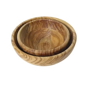 Bol de service artisanal en bois d'olivier poli, moderne, écologique, non traité, 1 kg, pour salades, dîners, fruits, collations, cuisine, salle à manger - Product Image 1