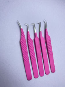 Ensemble de 5 pinces à cils en acier inoxydable avec miroir, pointe fine, pinces à cils - Product Image 5