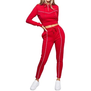 Conjuntos de chándal para correr de gimnasio 2025 para mujer personalizados 1/4 Top corto con cremallera para mujer y pantalones de cintura alta con bolsillos laterales Top de longitud corta - Product Image 4