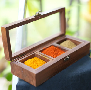Caja de especias de madera para el hogar, estantería de madera para especias de cocina, herramientas para especias de restaurante, caja de especias de madera usada para hierbas. - Product Image 6