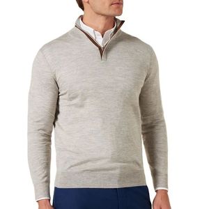 Men's Regular Fit Half <b>Zip</b> Knitted 100% Cotton Quick Dry <b>Sweater</b> Solid Color Long Sleeve Summer Gray Blue Pants Outfit - Product Image 4