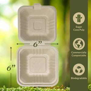 Multi <b>Compartment</b> Sustainable <b>Lunch</b> <b>Box</b> Disposable Food Container for Restaurant Catering and Delivery Applications - Product Image 3