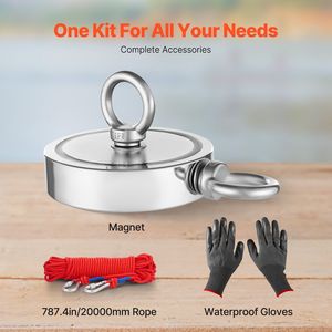 Kit de Pesca Magnética de Neodimio de Doble Cara de 2000 LBS/907 Kg, Fuerte Fuerza de Tracción con Tierras Raras para Imán de Elevación - Product Image 3