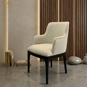 Kyara Modern Wood Dining Armchair with Ergonomic Design <b>Backrest</b> Durable Stable Polyester Upholstery for Home Office & Hotel Use - Product Image 5