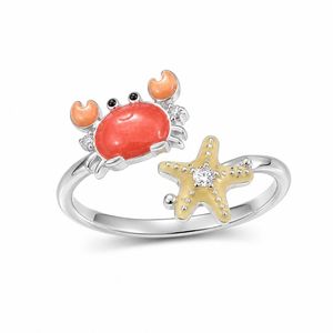 Anillos Ajustables de Joyería Coreana con Lindo Cangrejo Esmaltado, Anillos Abiertos de Moda para Vacaciones de Verano, Venta al por Mayor - Product Image 6