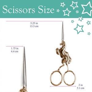 Horse Design Embroidery <b>Scissors</b> Sharp Blades Pointed Tip Thread Cutting <b>Scissors</b> Titanium Color Needlework <b>Scissors</b> - Product Image 5