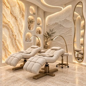 Modern Upholstered Swivel <b>Recliner</b> <b>Chair</b> Cream Fabric Lounge Seat Metal Base Padded Arms Solid Back for Living Room Sofa Hotel - Product Image 4