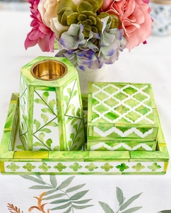 Juego de quemador de incienso Bakhoor con incrustaciones de hueso árabe, con bandeja y caja, estilo árabe, para decoración del hogar. - Product Image 3